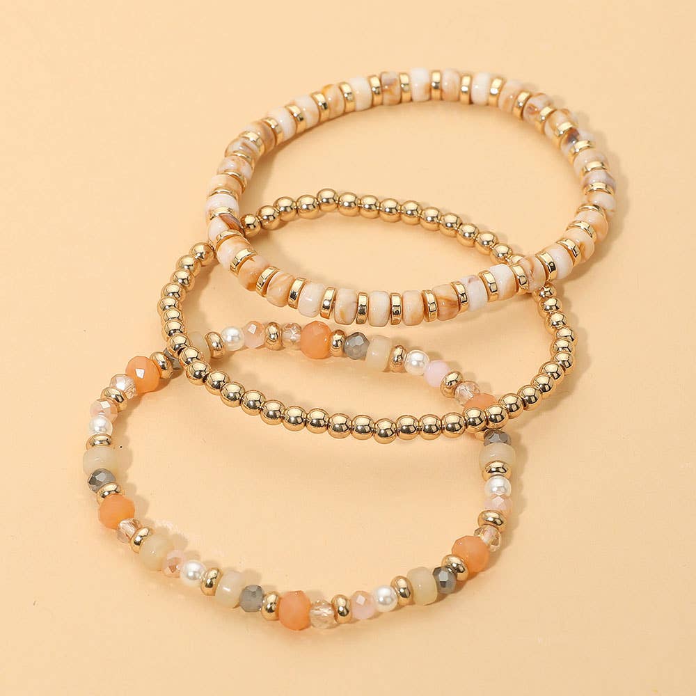 3PCS - Beaded Stretch Multi Layered Bracelets