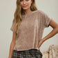 WASHED SHORT SLEEVE BOXY KNIT TOP