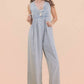 Melissa Pintuck Detail Washed Denim Wide Leg Jumpsuit