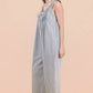 Melissa Pintuck Detail Washed Denim Wide Leg Jumpsuit