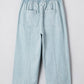Stripe Mid Rise Drawstring Waist Jeans