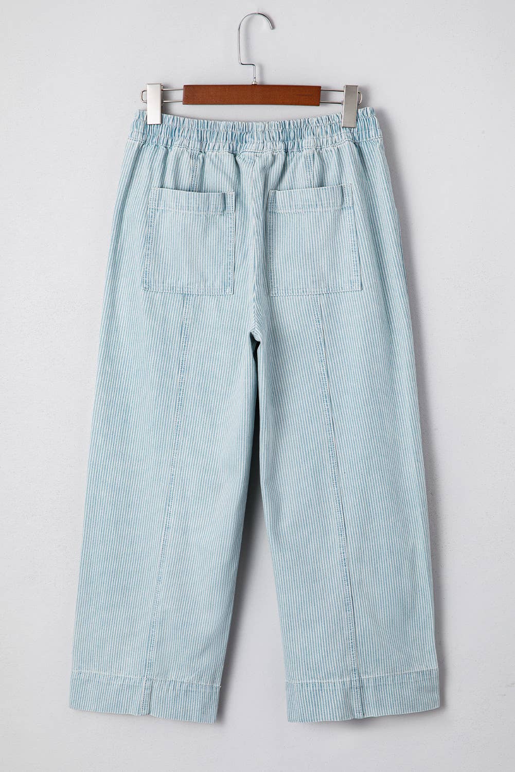 Stripe Mid Rise Drawstring Waist Jeans