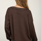 RAW EDGE V-NECK LONG SLEEVE TEXTURED KNIT TOP