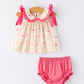 Floral Bow Ruffle Girl Bloomer Set