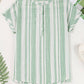 Stripe Half Buttoned Short Sleeve Blouse