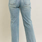 High Waisted Distressed & Knee Patch Straight- PLUS