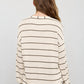 STRIPE LONG SLEEVE CUFFED RELAXED KNIT TOP