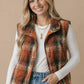 Plaid Quilted Snap Button Puffer Vest