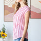 Stripe Textured Cap Sleeves Blouse