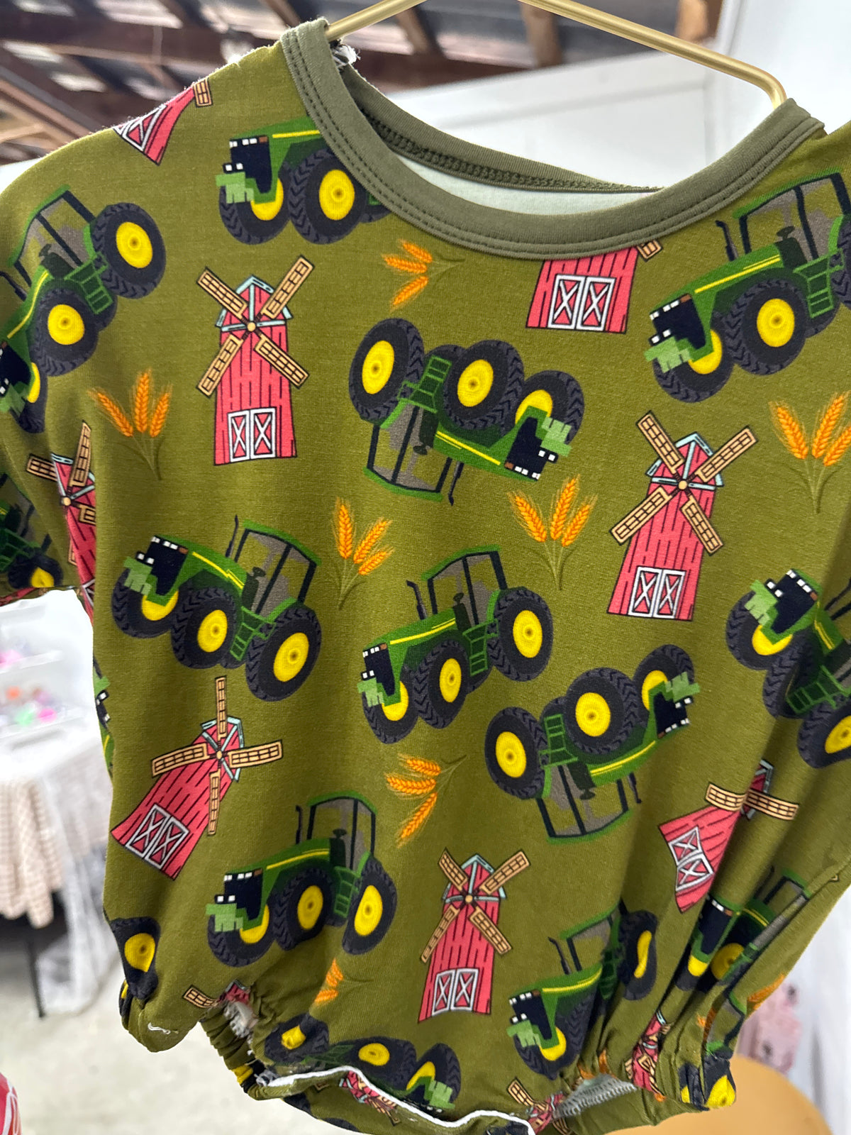 Green Boys Tractor Onesie