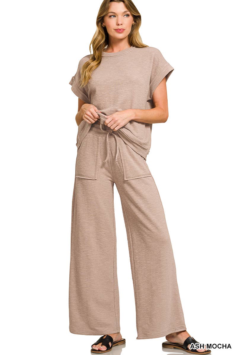 Cotton Slub Tee & Pants 2pc Set  Zenana