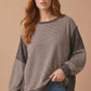 Drop Shoulder Stripe Color Block Pullover Top