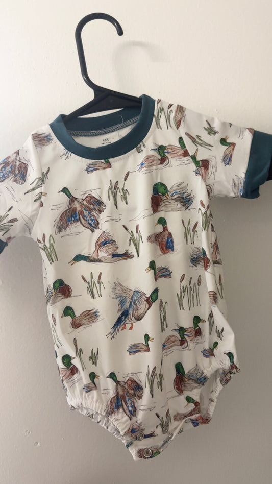 Duck Blue Cuff Romper