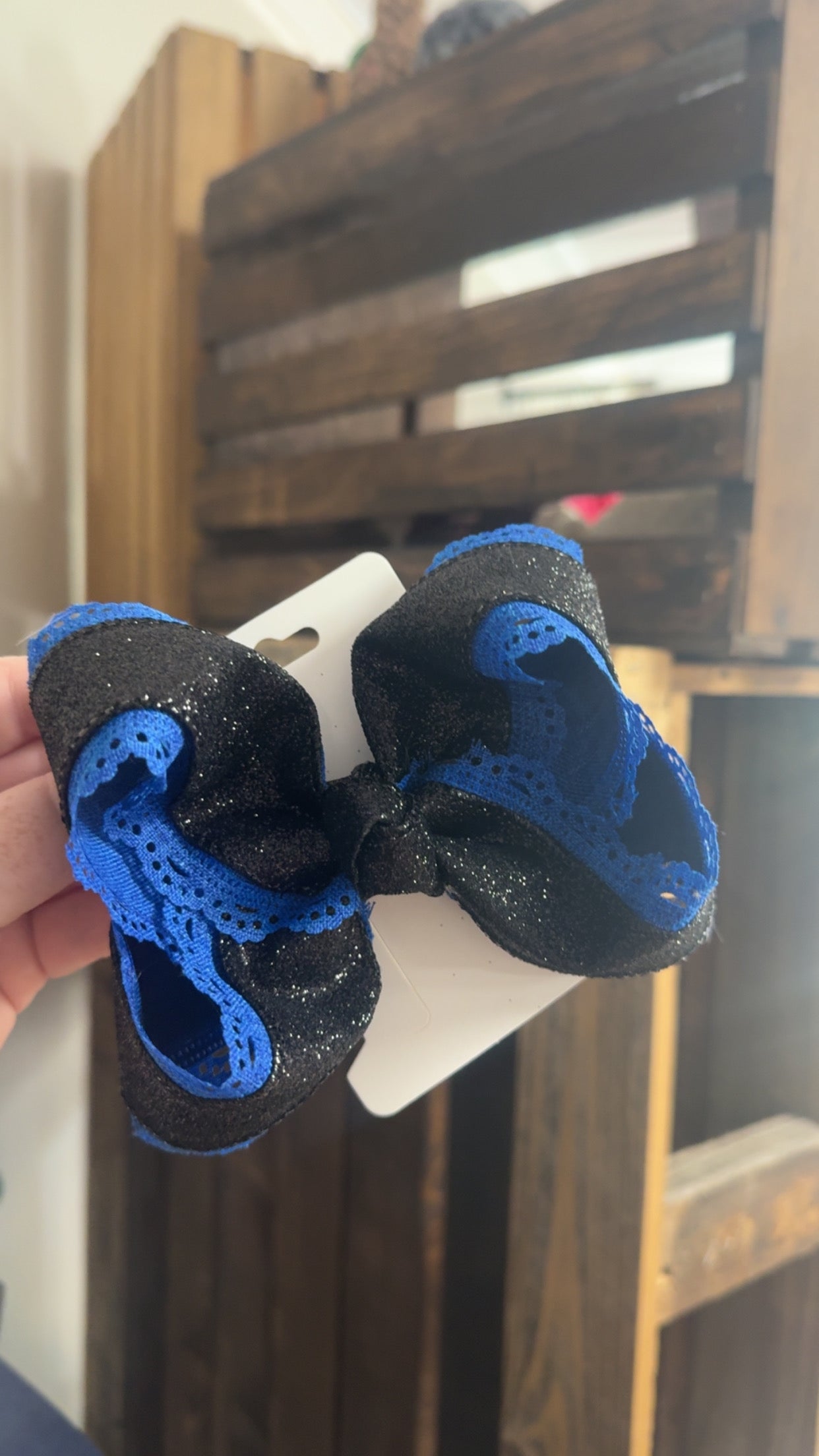 Blue and Black Glitter Bow