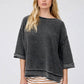 WASHED INVERTED SEAM SHORT SLEEVE SWEATSHIRT