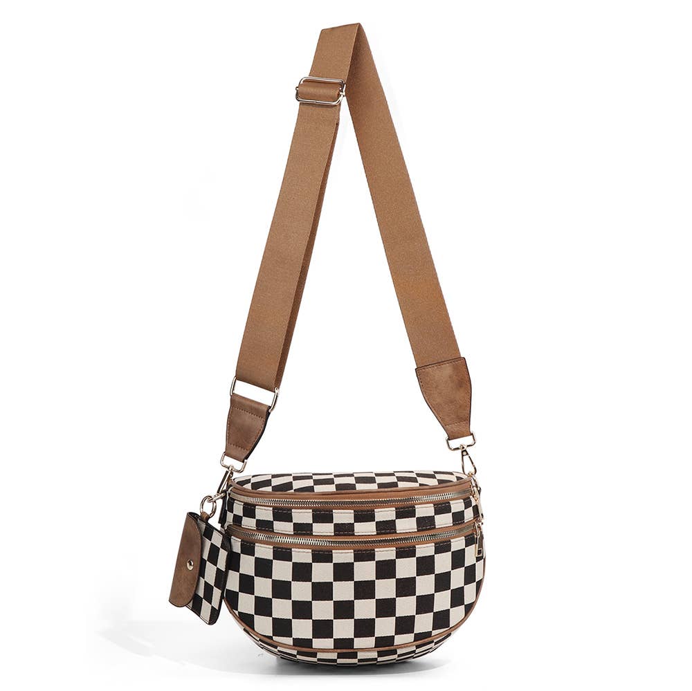 Checkerboard Crossbody Bag & Coin Purse