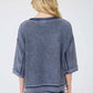 WASHED INVERTED SEAM SHORT SLEEVE SWEATSHIRT