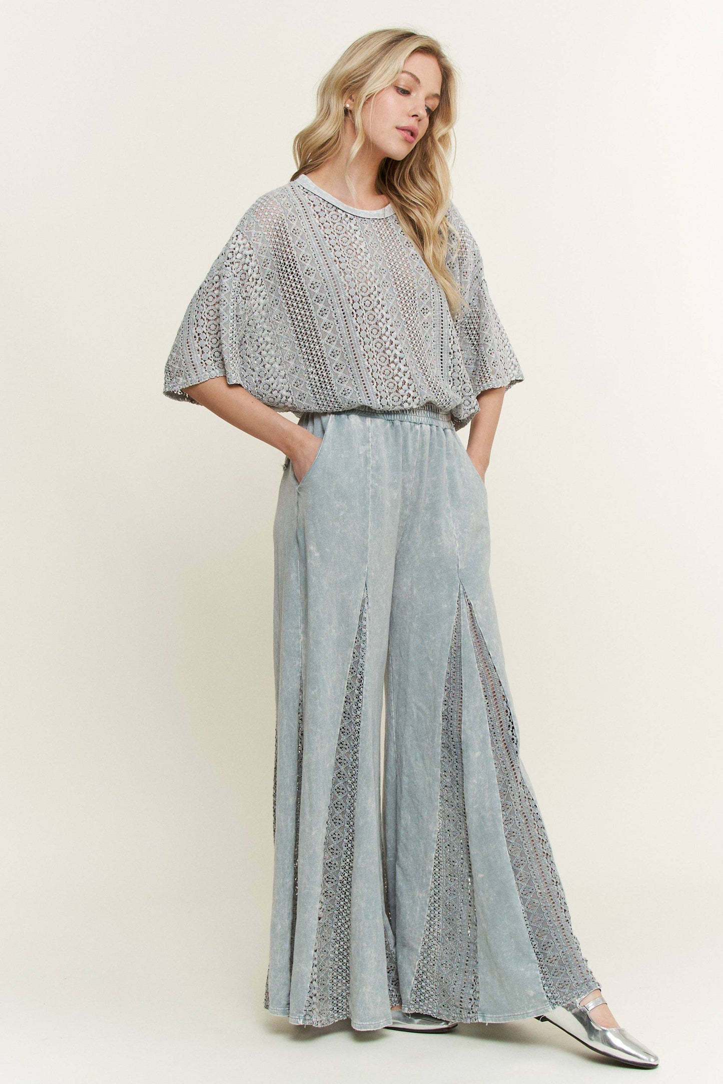 Mineral Washed Lace Top