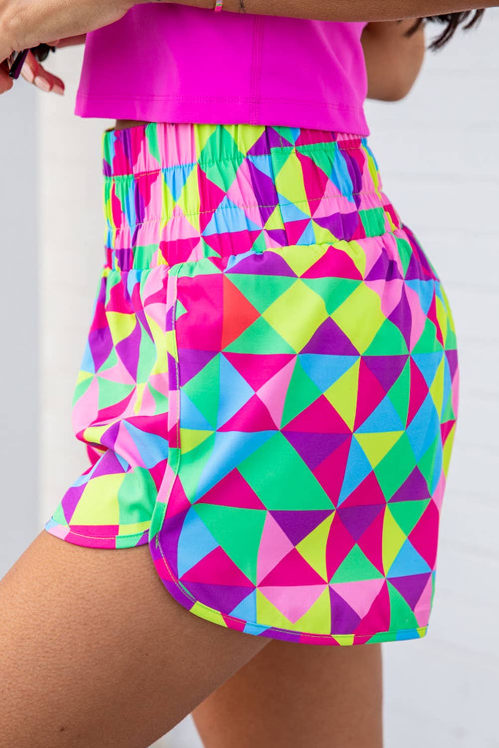 66 Leopard/Checkered High Waisted Athletic Shorts (S-XL): Blue Leopard / Missy / XL