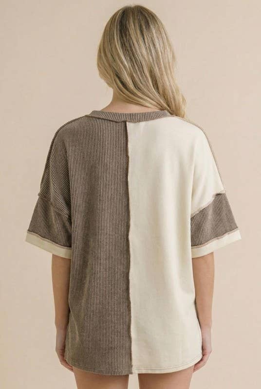 Camo Animal Print Color Block Top