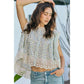 FLORAL PRINT WOVEN BUTTON DOWN TRIMMED BLOUSE TOP
