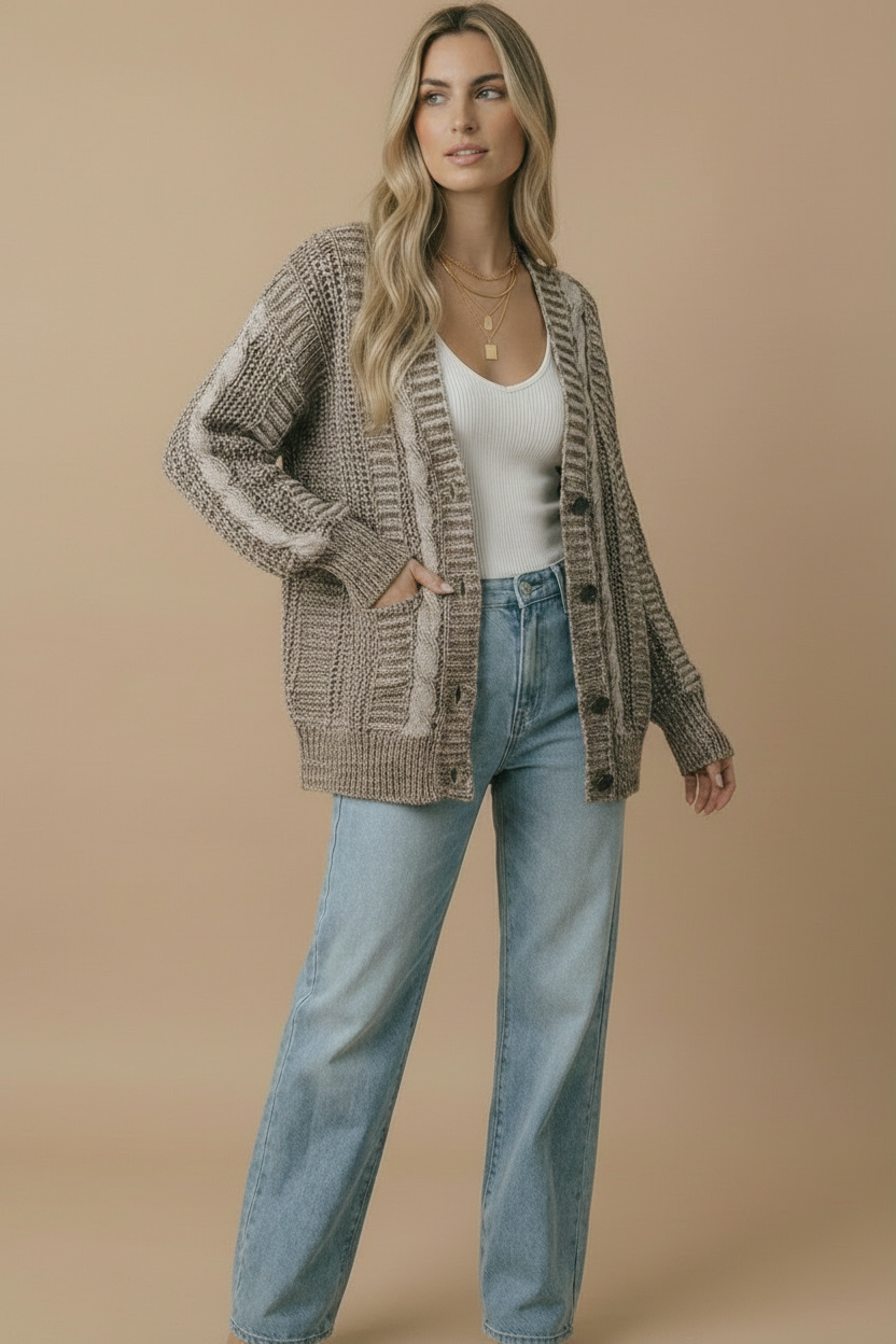 Oversized Chunky Cable Cardigan