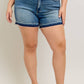 MR Tummy Control Vintage Wash Release Hem Shorts - PLUS