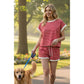 Contrast Striped Round Neck Top & Shorts Set Loungewear