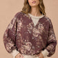 Color Block Floral Pullover Knit Top
