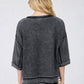 WASHED INVERTED SEAM SHORT SLEEVE SWEATSHIRT