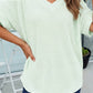 Waffle V Neck Short Sleeve Knit