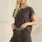 Leopard Print Trim Waffle Knit Loungewear Set