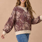 Color Block Floral Pullover Knit Top