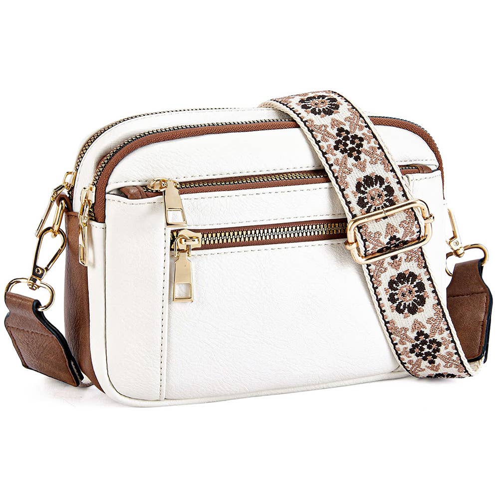 Color Blocked Multifunctional Zipper Crossbody Bag