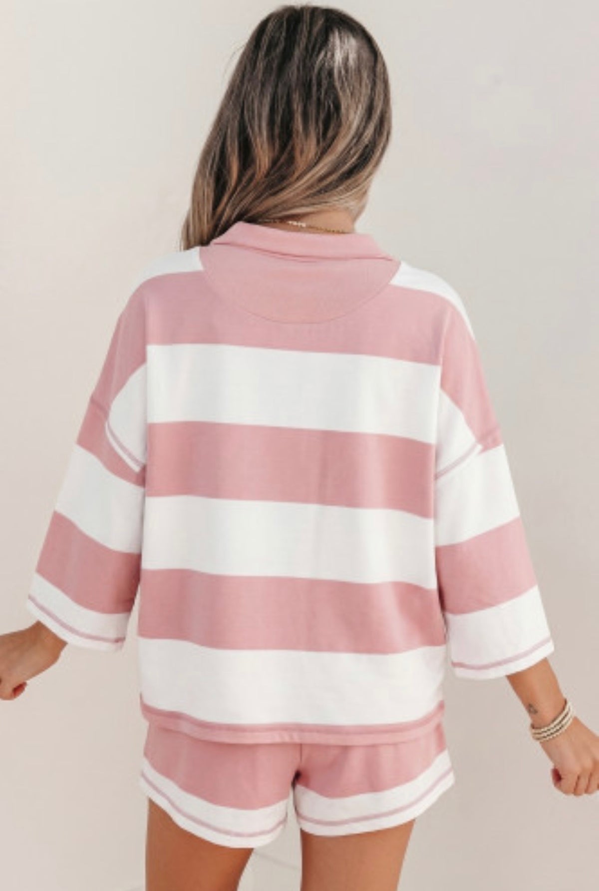 Ava Pink/White Stripe Set