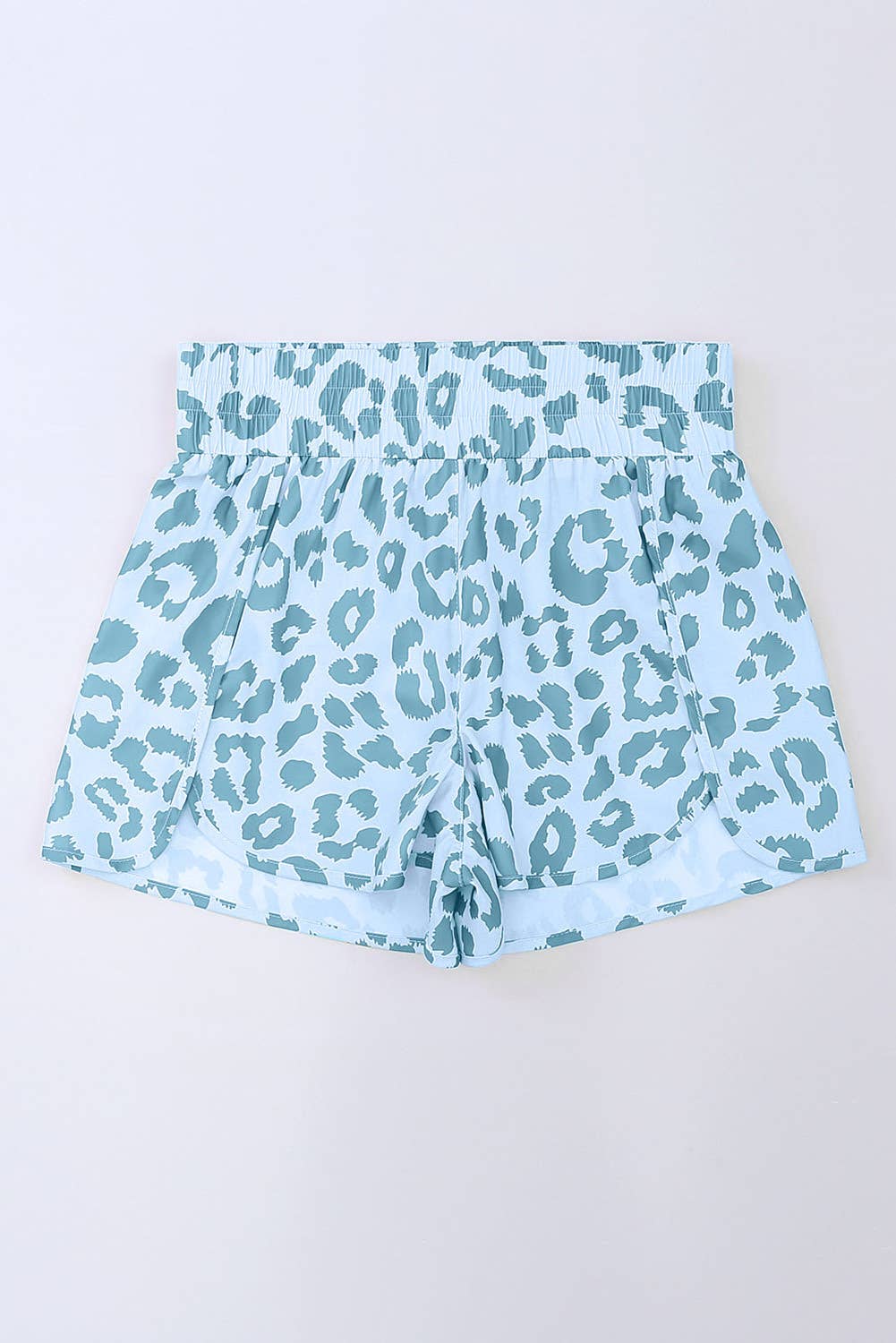 66 Leopard/Checkered High Waisted Athletic Shorts (S-XL): Blue Leopard / Missy / S