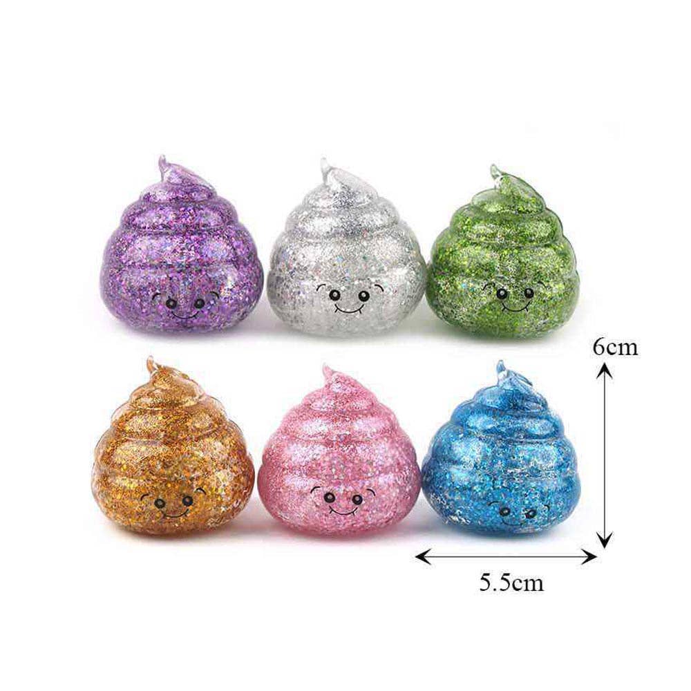 12PCS - Glitter Poop Squeeze Squishy Stress Relief Toy