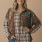 Button Down Color Block Oversized Top