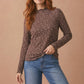 Floral Embossed Rib Frilled Merrow Hem Top