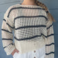 Stripe Open Knit Sweater Top