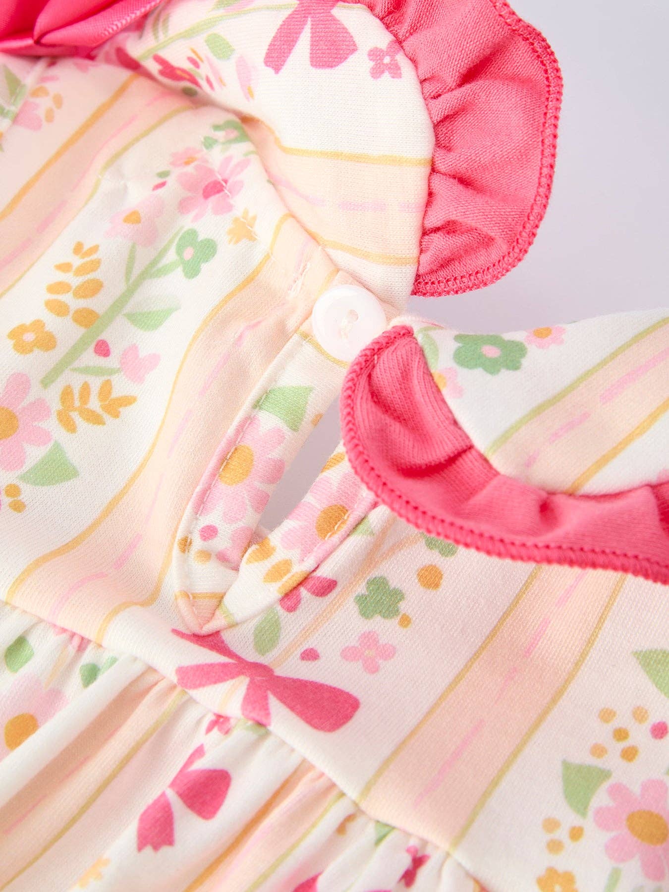 Floral Bow Ruffle Girl Bloomer Set