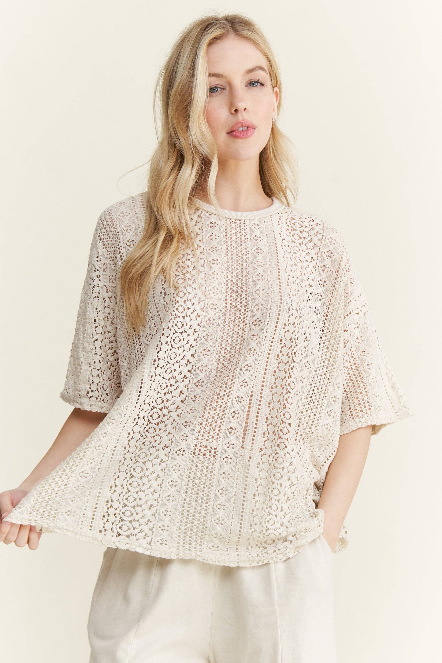 Mineral Washed Lace Top