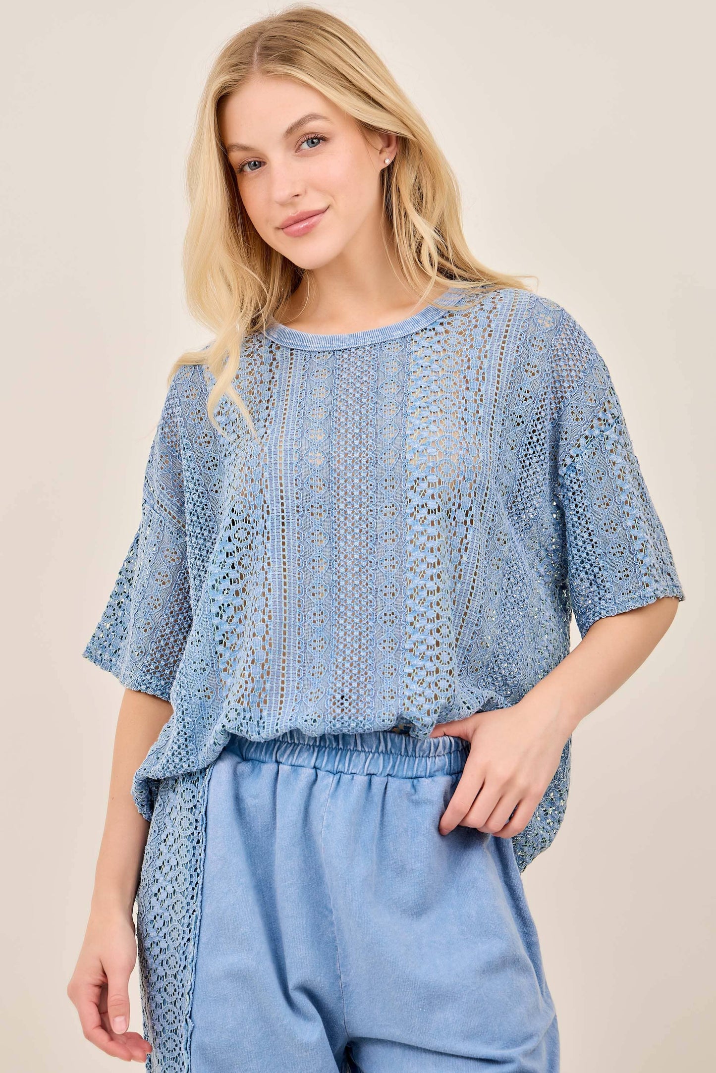 Mineral Washed Lace Top