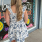 White Denim Blue Flower Mini Dress