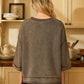 WASHED INVERTED SEAM SHORT SLEEVE SWEATSHIRT