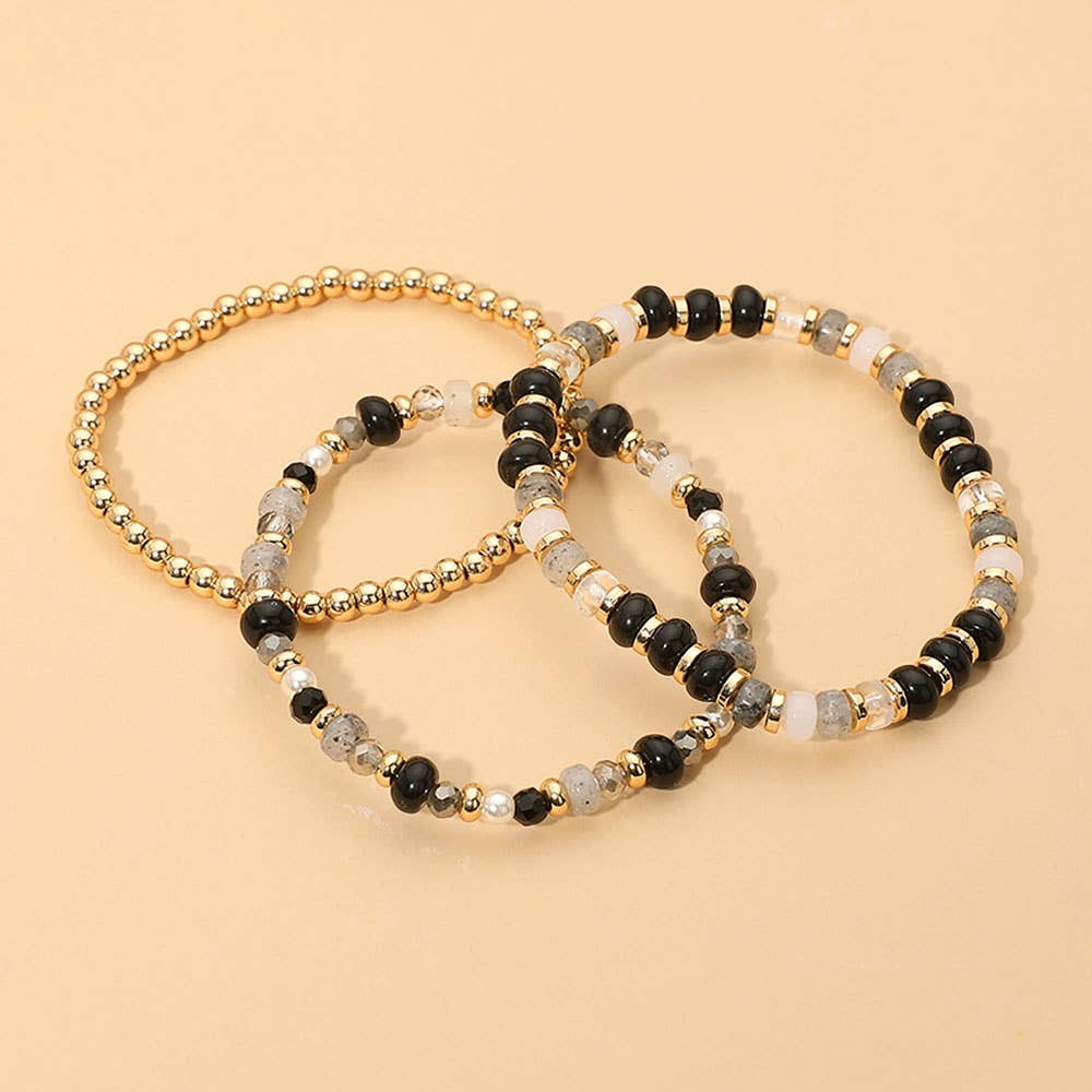 3PCS - Beaded Stretch Multi Layered Bracelets