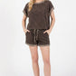 Leopard Print Trim Waffle Knit Loungewear Set