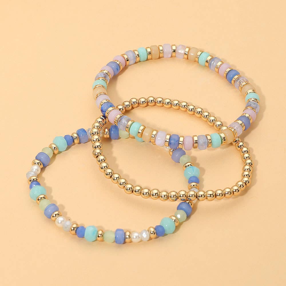 3PCS - Beaded Stretch Multi Layered Bracelets