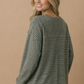 Round Neck Striped Oversized French Terry Top