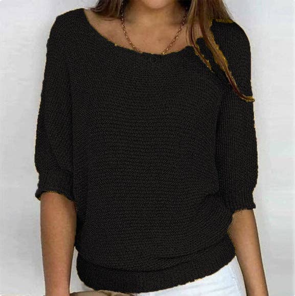 Lightweight Knit Sweater Dolman Sleeve Pullover Top
